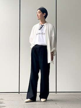 「EDIFICE（エディフィス）のアイテム（その他シューズ）」を使った、EDIFICE OFFICIALさん（メンズ・178cm）の夏コーディネート