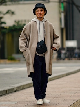 「EDIFICEスタッフ」｜「アイテム（帽子）」を使った、EDIFICE OFFICIALさん（メンズ・168cm）の冬コーディネート