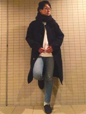 「スウエット」｜「アイテム（スリッポン）」を使った、eiさん（メンズ・173cm）の冬コーディネート
