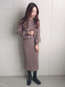 「Bou Jeloud」｜「アイテム（ワンピース/ドレス）」を使った、kanaさん（レディース・160cm）の冬コーディネート