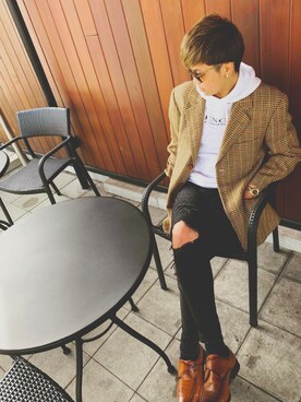 「Elenore（エレノア）のアイテム」を使った、ELさん（メンズ・180cm）の冬コーディネート