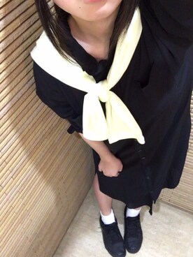 「プロデューサー巻き」｜「アイテム（シャツワンピース）」を使った、うえしまさん（レディース・159cm）の春コーディネート