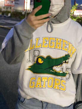 「古着屋のアイテム（Tシャツ/カットソー、ホワイト系）」を使った、aさん（レディース・160cm）の春コーディネート