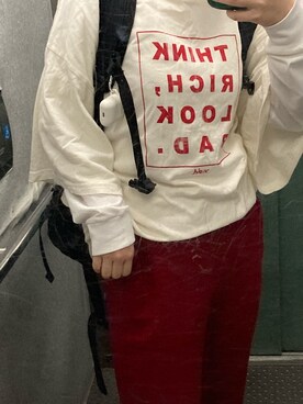 「X-girl（エックスガール）のアイテム（Tシャツ/カットソー、ベージュ系）」を使った、aさん（レディース・160cm）の春コーディネート