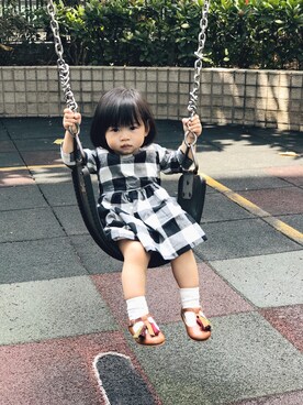 「Carter's（カーターズ）のアイテム（ワンピース/ドレス）」を使った、ジーちゃんさん（キッズ・70cm）の春コーディネート
