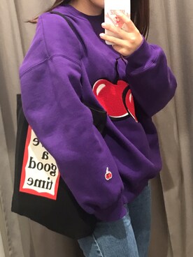 「オルチャンファッション」｜「アイテム（スウェット）」を使った、peach.さん（レディース・153cm）の秋コーディネート