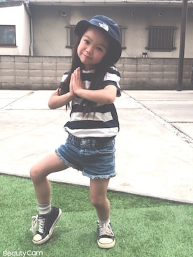 「ノースフェイス」｜nonさん（キッズ・110cm）の春コーディネート