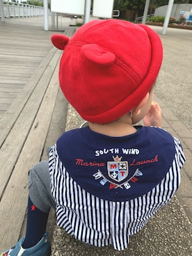 「Familiar （ファミリア）のアイテム（帽子）」を使った、ジュンさん（キッズ・110cm）の秋コーディネート