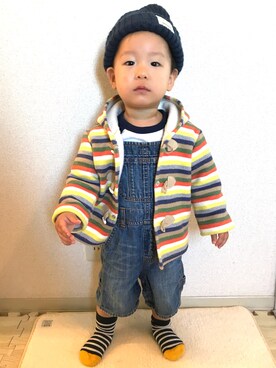 「アイテム（ダッフルコート）」を使った、☆zakki☆さん（キッズ・80cm）の秋コーディネート