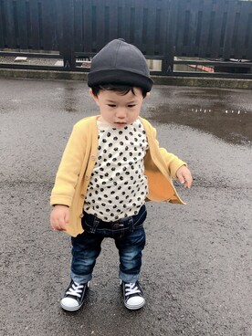 「にゃー」｜「アイテム（キャップ）」を使った、▷ fuu ◁さん（キッズ・80cm）の秋コーディネート