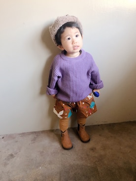 「アイテム（ブーツ）」を使った、▷ fuu ◁さん（キッズ・80cm）の秋コーディネート