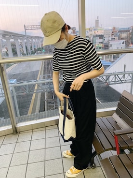 「Scye（サイ）のアイテム（帽子）」を使った、にんまりさん（レディース・157cm）の夏コーディネート