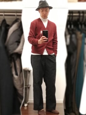 「UNIQLO（ユニクロ）のアイテム（その他パンツ、ブルー系）」を使った、tekitoruさん（メンズ・175cm）の冬コーディネート