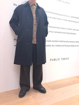 「PUBLIC TOKYO（パブリックトウキョウ）のアイテム（ステンカラーコート）」を使った、yusuketさん（メンズ・178cm）の冬コーディネート