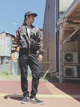 「ハードコアチョコレート（ハードコアチョコレート）のアイテム（その他アウター）」を使った、GYROさん（メンズ・169cm）の春コーディネート