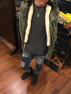 「AKM（エイケイエム）のアイテム（ジャケット/アウター）」を使った、ひーろーさん（メンズ・165cm）の秋コーディネート