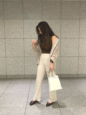 「透かし編みニット」｜NaNaMiさん（レディース・157cm）の春コーディネート