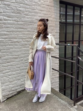 「シースルー」｜「アイテム（トレンチコート）」を使った、NaNaMiさん（レディース・157cm）の春コーディネート