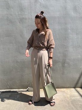 「透かし編みニット」｜NaNaMiさん（レディース・157cm）の春コーディネート