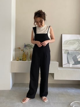 「natural couture（ナチュラルクチュール）のアイテム（オールインワン・サロペット）」を使った、NaNaMiさん（レディース・157cm）の春コーディネート