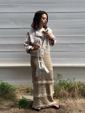 「透かし編みニット」｜「アイテム（ブルゾン）」を使った、NaNaMiさん（レディース・157cm）の春コーディネート