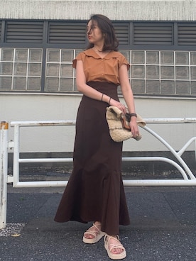 「リネンブラウス」｜「アイテム（その他）」を使った、NaNaMiさん（レディース・157cm）の春コーディネート