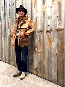 「ムートンコート」｜「アイテム（その他アウター）」を使った、matsuuraさん（メンズ・189cm）の冬コーディネート