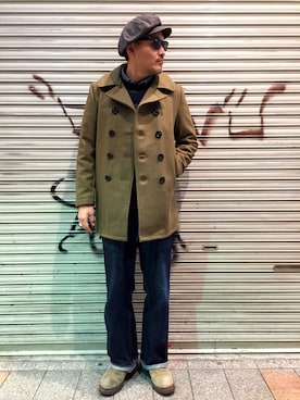 「Schott（ショット）のSchott/ショット/CHAMBRAY WORK SHIRTS/シャンブレー ワーク シャツ（シャツ/ブラウス）」を使った、matsuuraさん（メンズ・189cm）の冬コーディネート