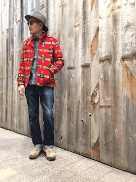 「Schott（ショット）のSchott/ショット/CHAMBRAY WORK SHIRTS/シャンブレー ワーク シャツ（シャツ/ブラウス）」を使った、matsuuraさん（メンズ・189cm）の冬コーディネート
