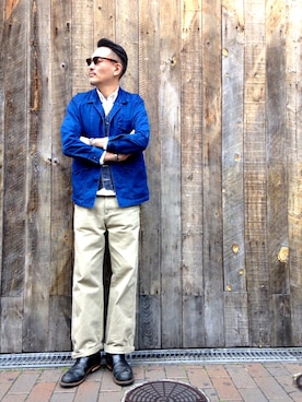 「アイテム（ベスト、ブルー系）」を使った、matsuuraさん（メンズ・189cm）の春コーディネート