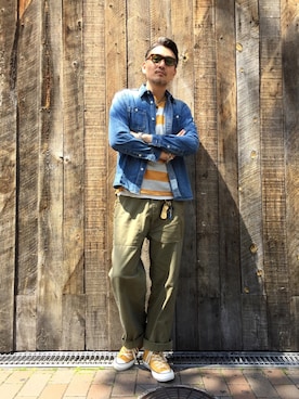 「schott（ショット）のアイテム（財布/小物）」を使った、matsuuraさん（メンズ・189cm）の春コーディネート
