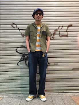 「schott（ショット）のアイテム（財布/小物）」を使った、matsuuraさん（メンズ・189cm）の春コーディネート