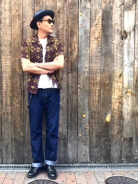 「schott（ショット）のSchott/ショット/LENOX/サングラス　日本製（サングラス）」を使った、matsuuraさん（メンズ・189cm）の夏コーディネート