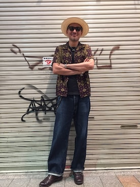 「schott（ショット）のSchott/ショット/LENOX/サングラス　日本製（サングラス）」を使った、matsuuraさん（メンズ・189cm）の夏コーディネート