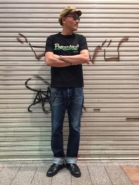 「schott（ショット）のSchott/ショット/LENOX/サングラス　日本製（サングラス）」を使った、matsuuraさん（メンズ・189cm）の夏コーディネート