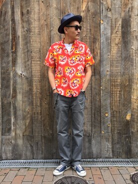 「schott（ショット）のSchott/ショット/LENOX/サングラス　日本製（サングラス）」を使った、matsuuraさん（メンズ・189cm）の夏コーディネート