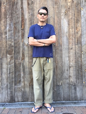 「schott（ショット）のアイテム（財布/小物）」を使った、matsuuraさん（メンズ・189cm）の夏コーディネート