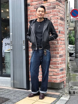 「schott（ショット）のアイテム（財布/小物）」を使った、matsuuraさん（メンズ・189cm）の夏コーディネート