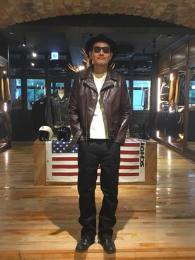 「schott（ショット）のSchott/ショット/LENOX/サングラス　日本製（サングラス）」を使った、matsuuraさん（メンズ・189cm）の秋コーディネート