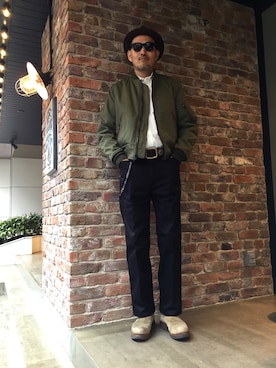 「schott（ショット）のSchott/ショット/LENOX/サングラス　日本製（サングラス）」を使った、matsuuraさん（メンズ・189cm）の秋コーディネート