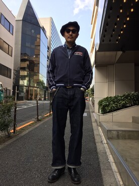「Schott（ショット）のSchott/ショット/CHAMBRAY WORK SHIRTS/シャンブレー ワーク シャツ（シャツ/ブラウス）」を使った、matsuuraさん（メンズ・189cm）の冬コーディネート
