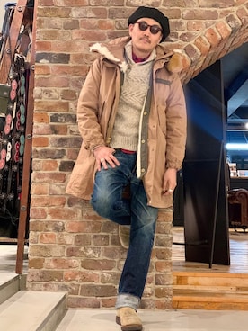 「schott（ショット）のアイテム（モッズコート）」を使った、matsuuraさん（メンズ・189cm）の冬コーディネート