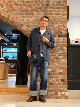「アイテム（ベスト、ブルー系）」を使った、matsuuraさん（メンズ・188cm）の夏コーディネート