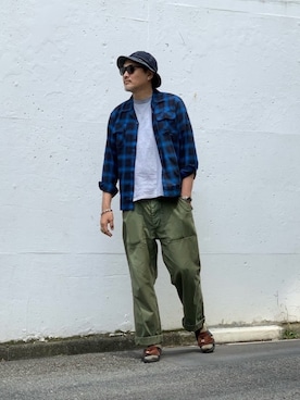 「schott（ショット）のSchott/ショット/ARMY FATIGUE PANTS/アーミー ファティーグ パンツ（その他パンツ）」を使った、matsuuraさん（メンズ・189cm）の夏コーディネート