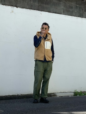 「schott（ショット）のSchott/ショット/ARMY FATIGUE PANTS/アーミー ファティーグ パンツ（その他パンツ）」を使った、matsuuraさん（メンズ・189cm）の秋コーディネート