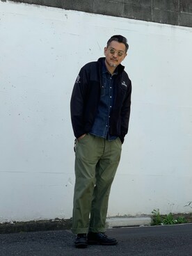 「schott（ショット）のSchott/ショット/ARMY FATIGUE PANTS/アーミー ファティーグ パンツ（その他パンツ）」を使った、matsuuraさん（メンズ・189cm）の秋コーディネート