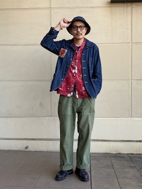 「schott（ショット）のSchott/ショット/ARMY FATIGUE PANTS/アーミー ファティーグ パンツ（その他パンツ）」を使った、matsuuraさん（メンズ・189cm）の春コーディネート