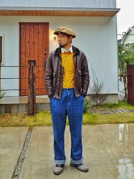 「G1のアイテム（ジャケット/アウター）」を使った、Go店長さん（メンズ・179cm）の冬コーディネート
