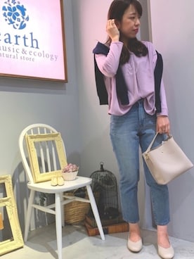 「earth music&ecology（アースミュージックアンドエコロジー）のORiental TRaffic Vカットパンプス（パンプス）」を使った、yuuuboooさん（レディース・158cm）の冬コーディネート