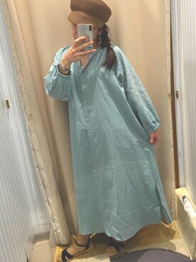 「earth music&ecology（アースミュージックアンドエコロジー）のエンブロイダリー刺繍ワンピース ＊（ワンピース）」を使った、yuuuboooさん（レディース・158cm）の春コーディネート